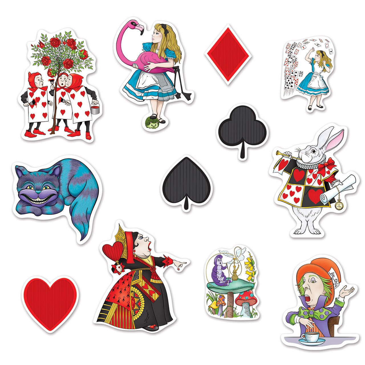 Party Central Club Pack of 144 Multi-Color Alice In Wonderland Cutouts 12"